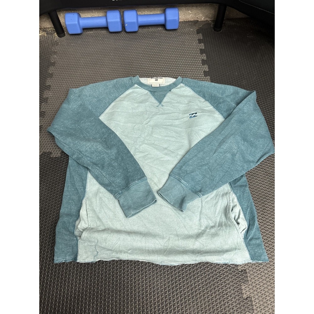 Billabong Men's L Two-Tone Raglan Crew Neck Sweatshirt Teal Blue Pullover